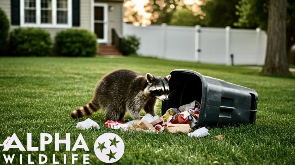 Raccoon near trash can in Middle Valley TN